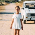 Girls Ivory Pleated Dress, 1, hi-res