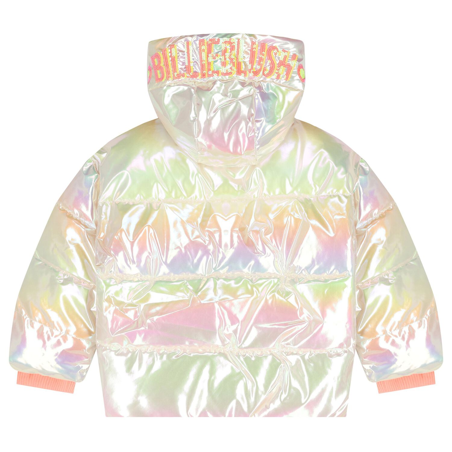 Girls Ivory Iridescent Puffer Coat, 1, hi-res