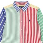 Boys Multi-Coloured Striped Logo Shirt, 1, hi-res