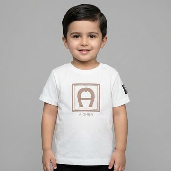 Younger Boys White Logo T-Shirt
