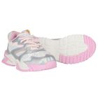 Girls Iridescent Silver, White & Pink Trainers, 1, hi-res
