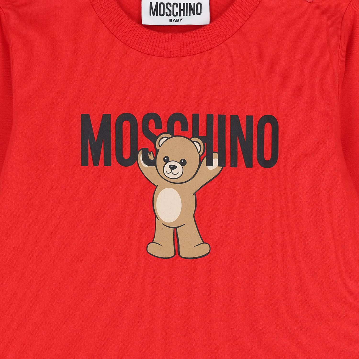 Younger Red Teddy Bear Logo Long Sleeve Top, 3, hi-res