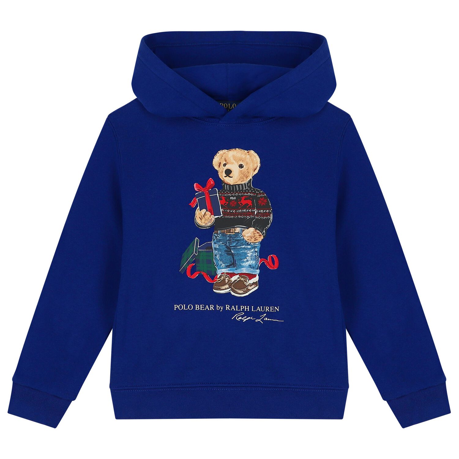 Boys Blue Polo Bear Hooded Top, 2, hi-res image number null