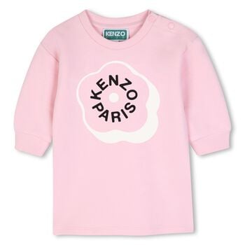 Younger Girls Pink Boke Flower Logo Dress