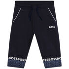 Younger Boys Navy Blue Logo Joggers, 1, hi-res