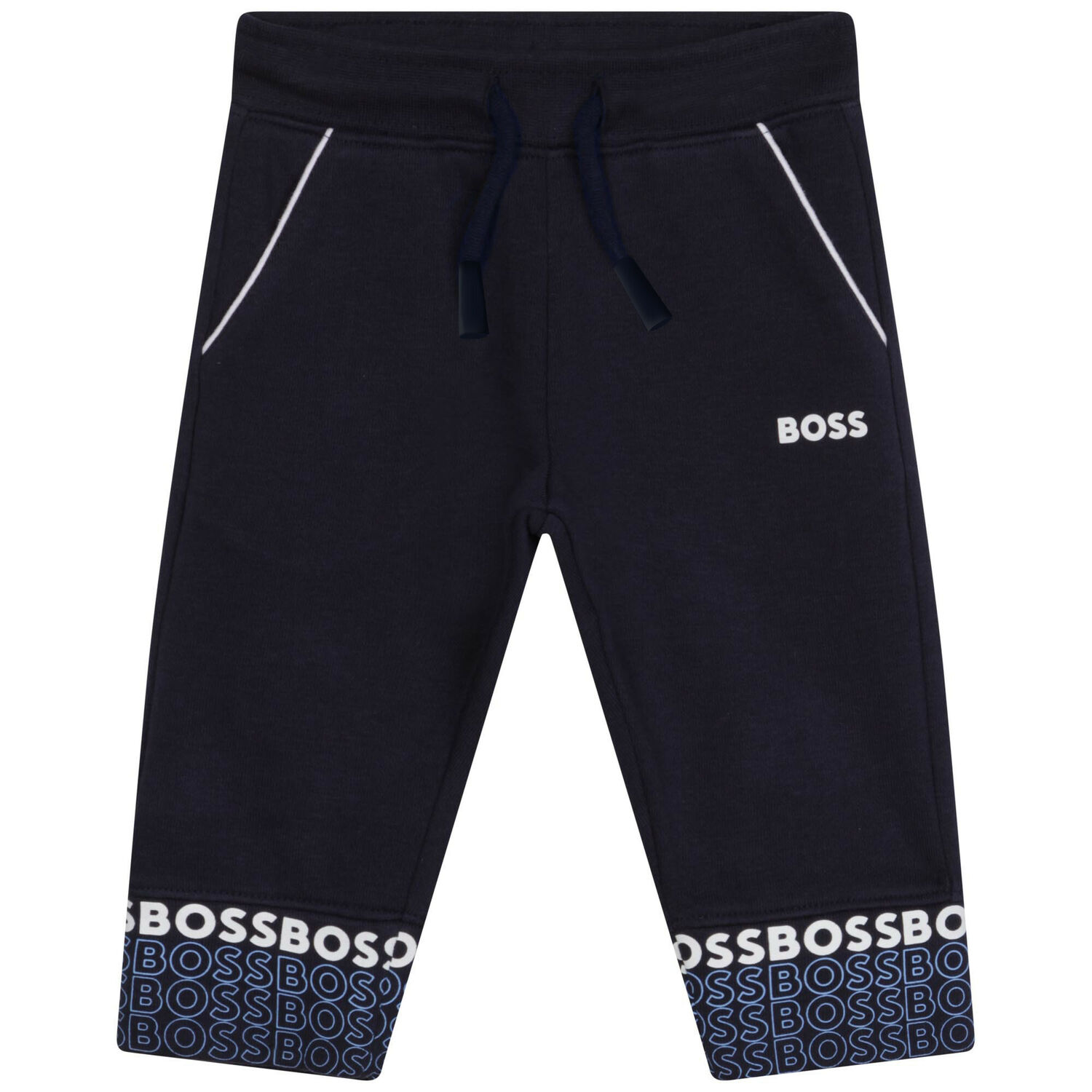 Younger Boys Navy Blue Logo Joggers, 1, hi-res
