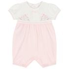 Baby Girls White & Pink Floral Romper, 1, hi-res