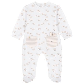 White & Beige Teddy Bear Babygrow