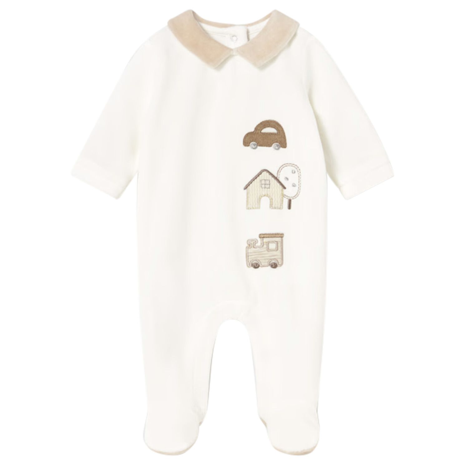 Ivory & Beige Babygrow, 1, hi-res