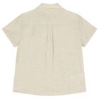 Boys Beige & Navy Blue Striped Shorts Set, 3, hi-res