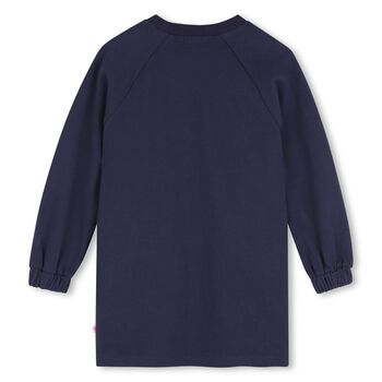 Girls Navy Blue Sequin Sweatshirt Dress 