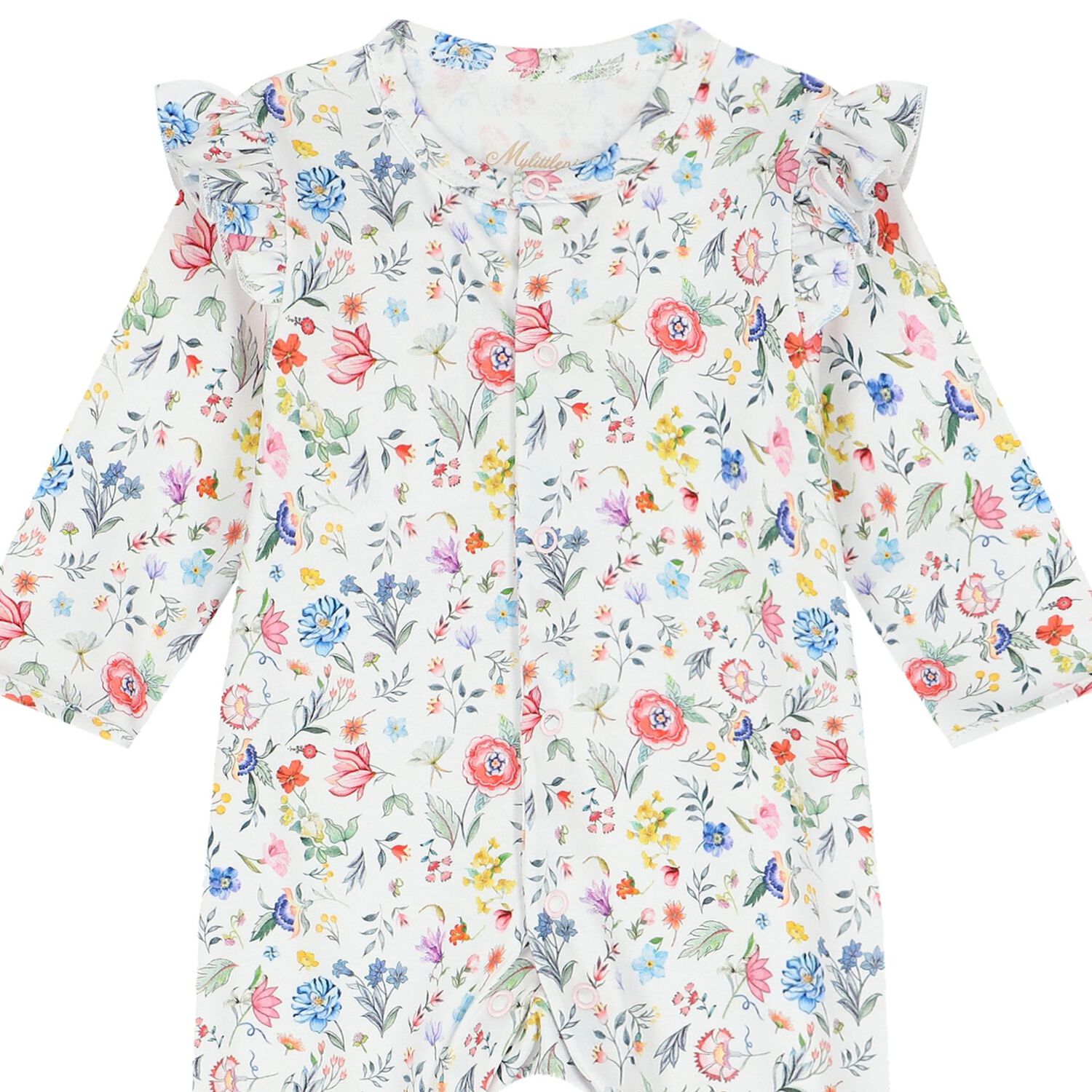 Baby Girls White Floral Babygrow, 1, hi-res image number null