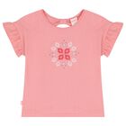 Girls Pink Embroidered Flower T-Shirt, 1, hi-res