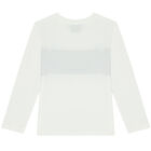 Boys Ivory Logo Long Sleeve Top, 1, hi-res
