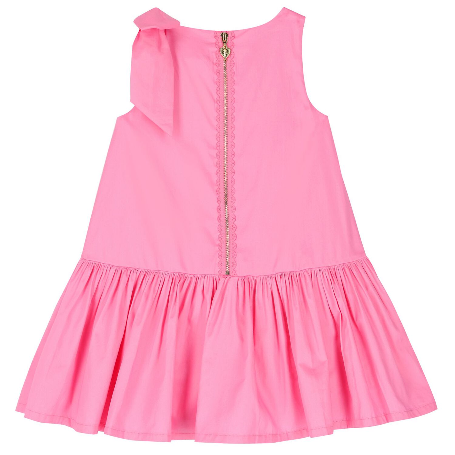 Girls Pink Bow Dress, 1, hi-res