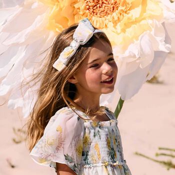 Girls Ivory Floral Chiffon Headband