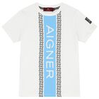 Boys White & Blue Logo T-Shirt, 2, hi-res