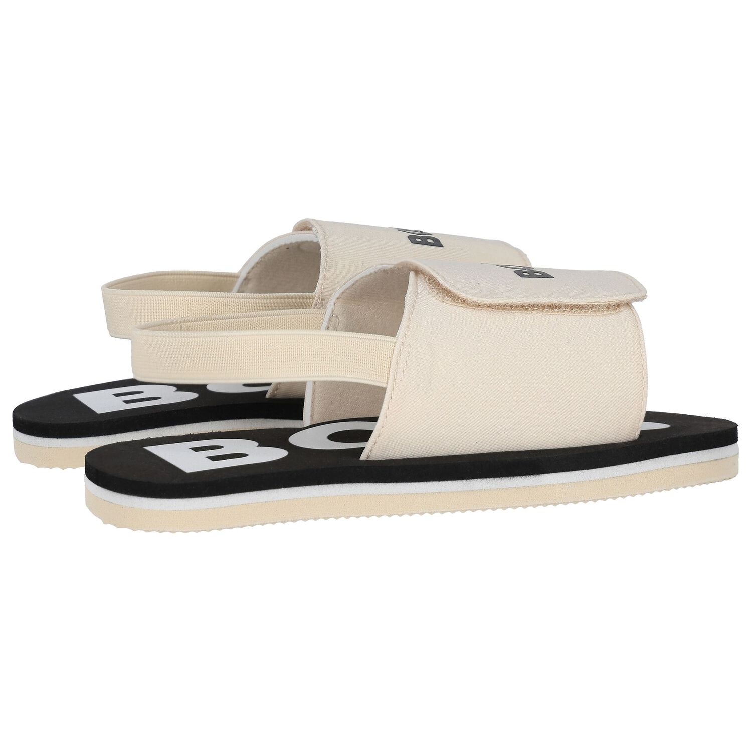 Boys Beige & Black Logo Sandals, 2, hi-res image number null