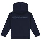 Navy Blue Logo Hooded Zip Up Top, 2, hi-res