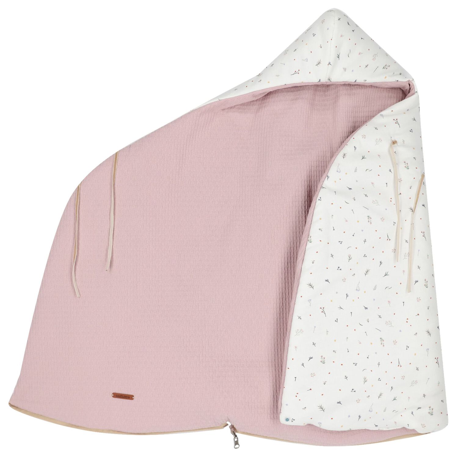 Baby Girls Ivory & Pink Hooded Reversible Nest, 3, hi-res