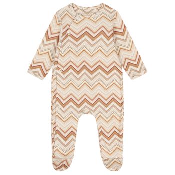 Beige & Brown Zig Zag Babygrow