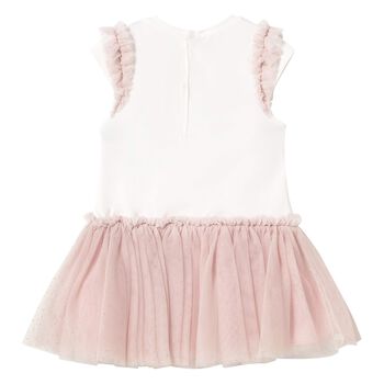 Younger Girls Ivory & Pink Tulle Dress