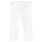 Younger Girls White Logo Leggings, 1, hi-res