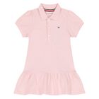 Younger Girls Pink Flag Embroidered Polo Dress, 1, hi-res
