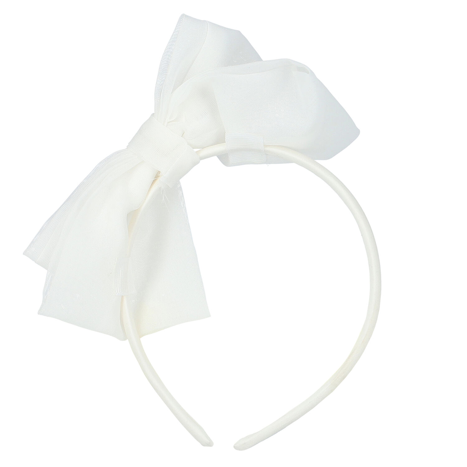 Girls White Bow Headband, 2, hi-res