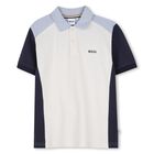 Boys Ivory, Blue & Navy Blue Logo Polo Shirt, 2, hi-res
