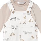 Ivory & Beige Animals Baby Dungaree Set, 1, hi-res