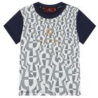 Younger Boys Navy Logo T-Shirt, 2, hi-res