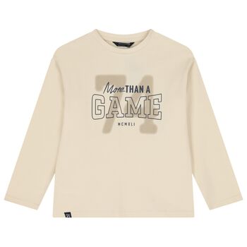 Boys Beige Printed Long Sleeve Top