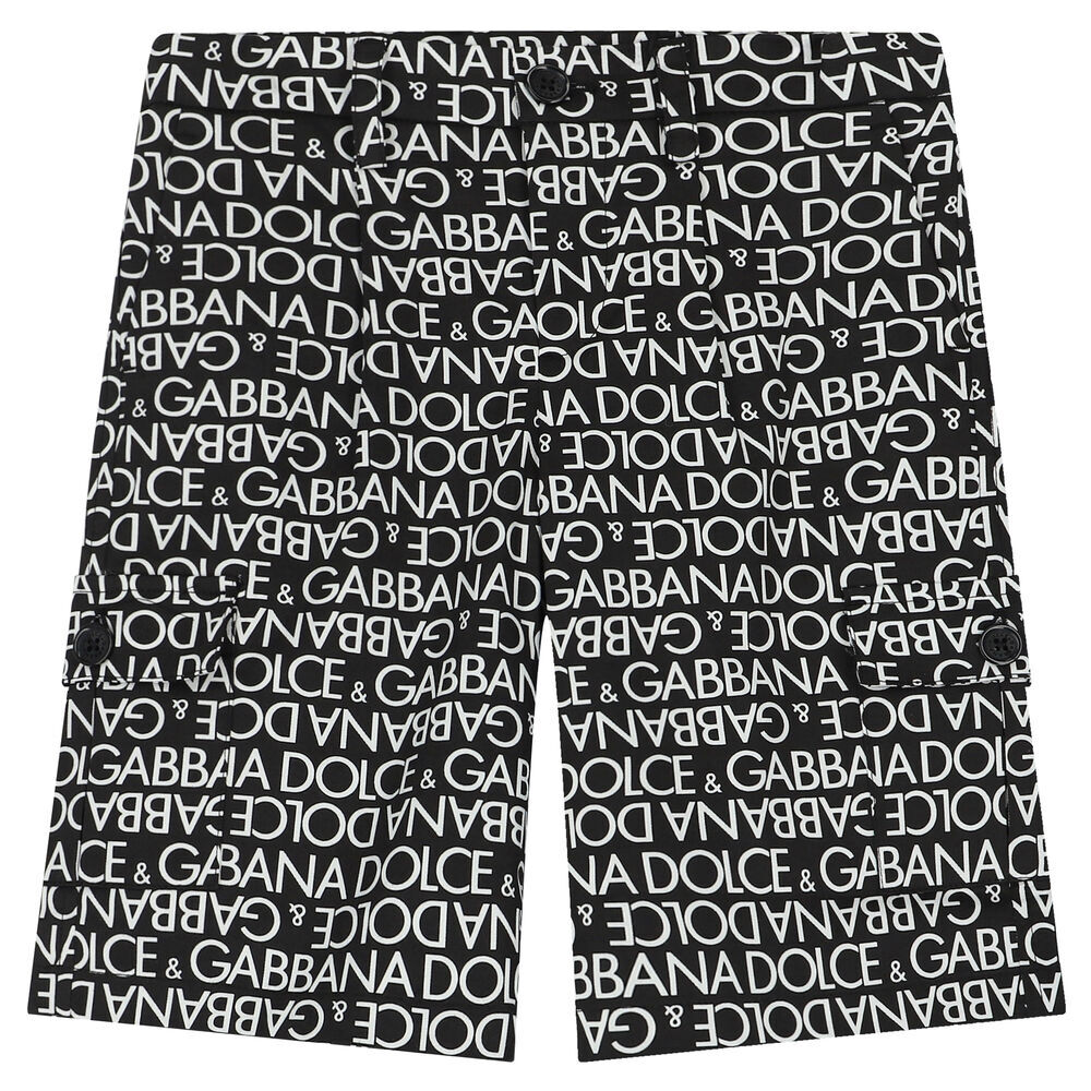 Dolce Gabbana Boys Black White Logo Shorts Junior Couture UK