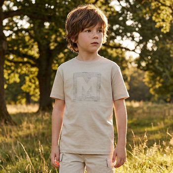 Boys Beige Logo T-Shirt