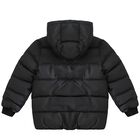 Boys Black Logo Puffer Jacket, 1, hi-res