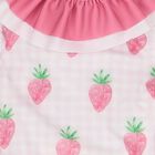 Girls White & Pink Gingham Strawberries Swimsuit, 2, hi-res