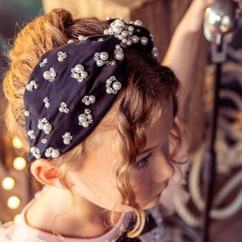 Girls Black Pearl & Cystal Headband