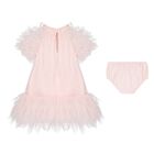 Baby Girls Pink Ruffled Tulle Dress Set, 1, hi-res