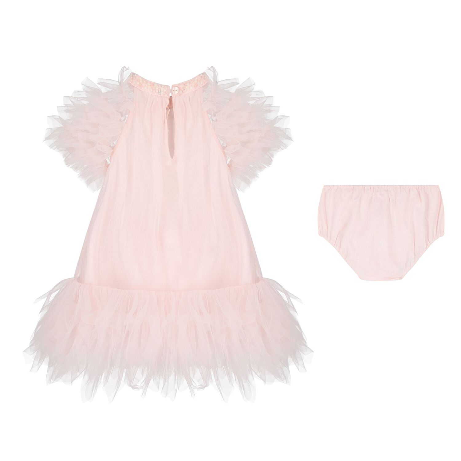 Baby Girls Pink Ruffled Tulle Dress Set, 1, hi-res image number null