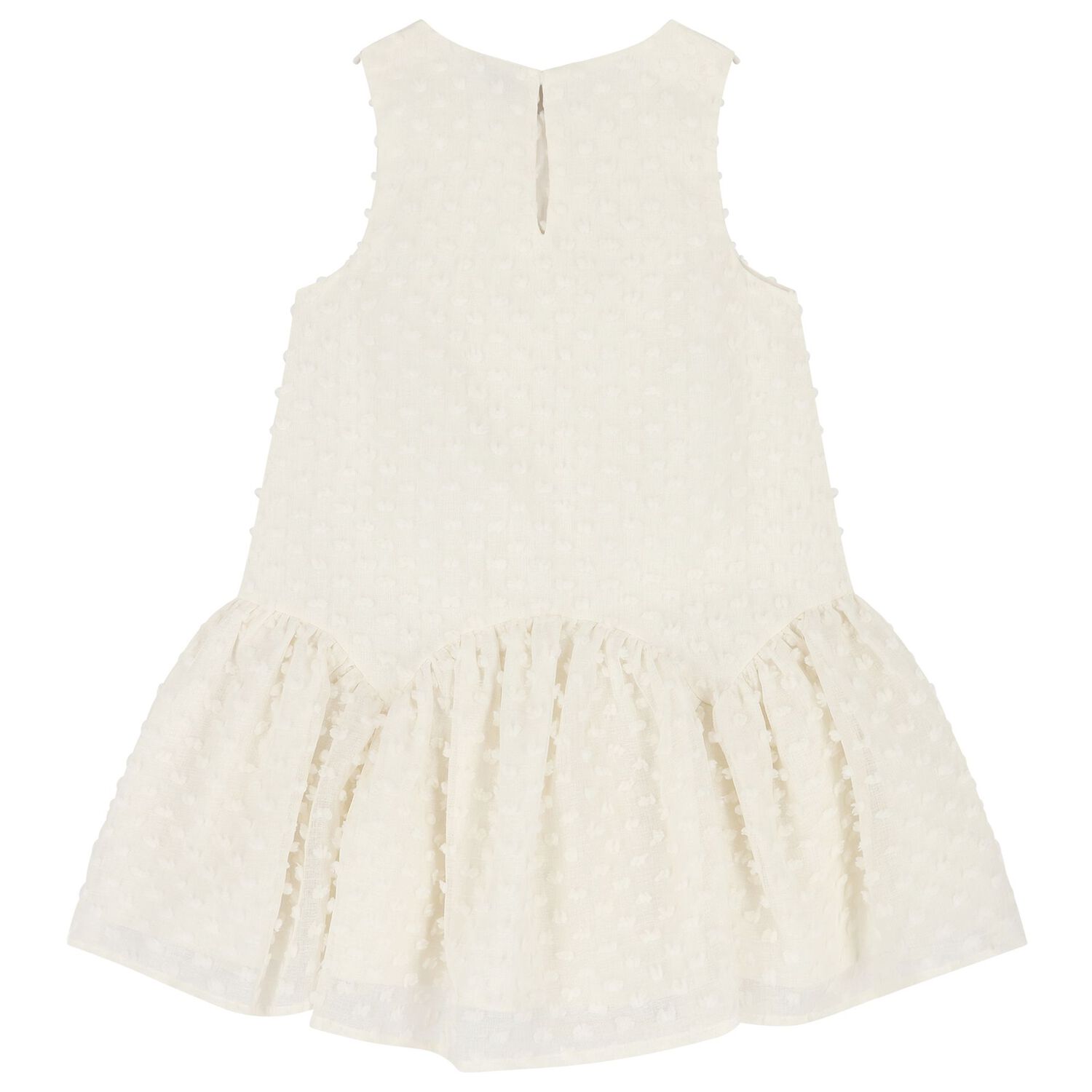 Girls White Sleeveless Tiered Dress, 1, hi-res