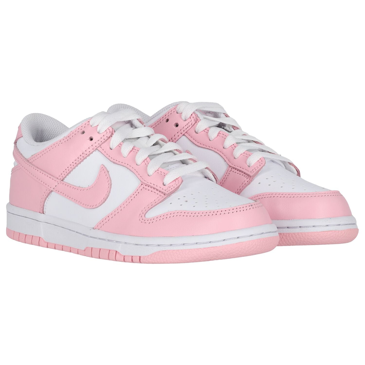 Girls Pink & White Dunk Low Trainers, 2, hi-res