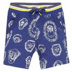 Boys Blue Printed Shorts, 1, hi-res
