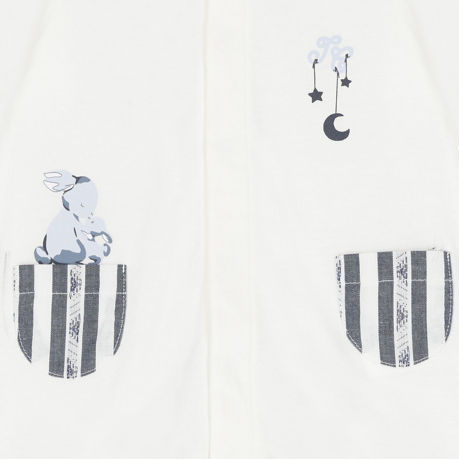 Baby Boys Ivory & Navy Blue Logo Babygrow, 1, hi-res image number null