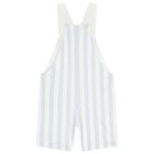 Baby Boys White & Blue Striped Logo Dungaree Set, 2, hi-res