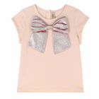 Girls Pink & Rose Gold Bow Top, 1, hi-res