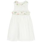 Girls White Ruffled Floral Dress, 1, hi-res