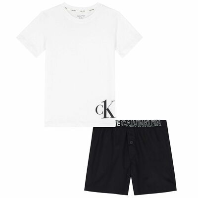 Boys White & Black Logo Pyjamas