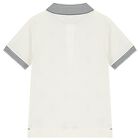 Boys Ivory Striped Polo Shirt, 1, hi-res