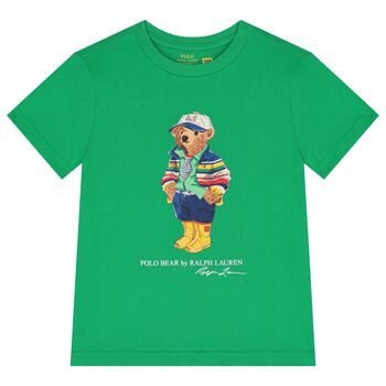 Boys Green Logo Polo Bear T-Shirt